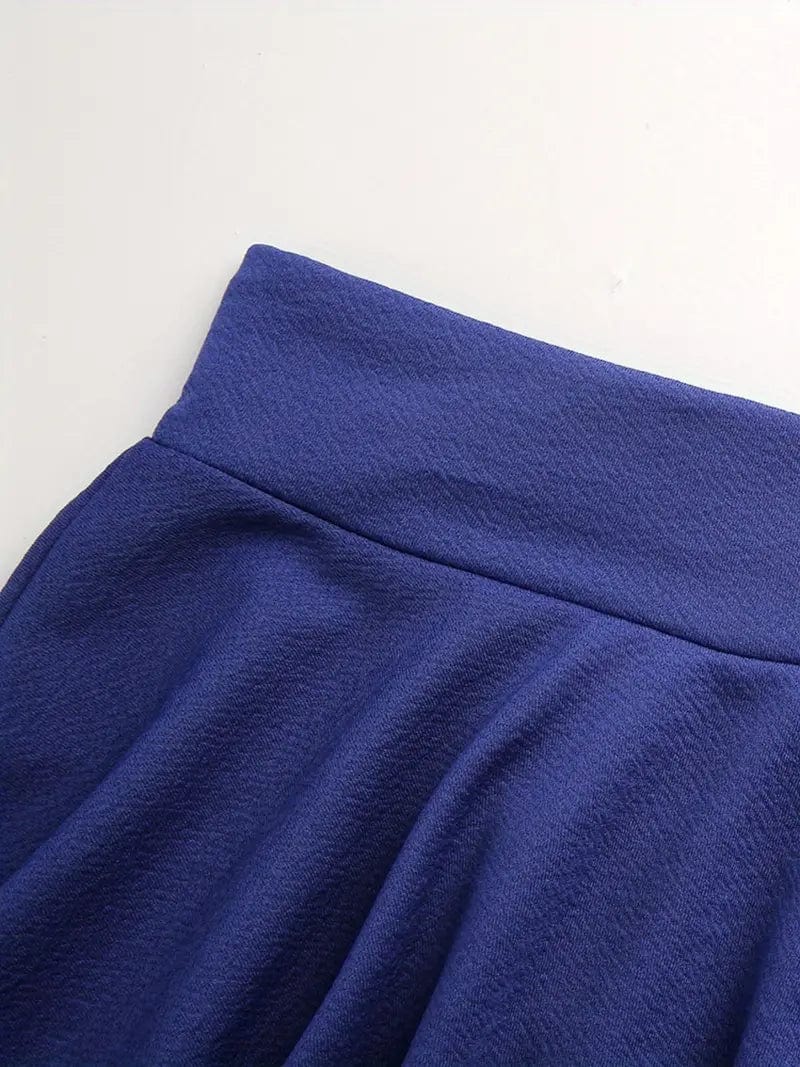 Chic Pleated Skater Skirt Mini Dress with High Waist - Image 5