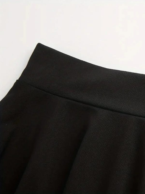 Chic Pleated Skater Skirt Mini Dress with High Waist - Image 8