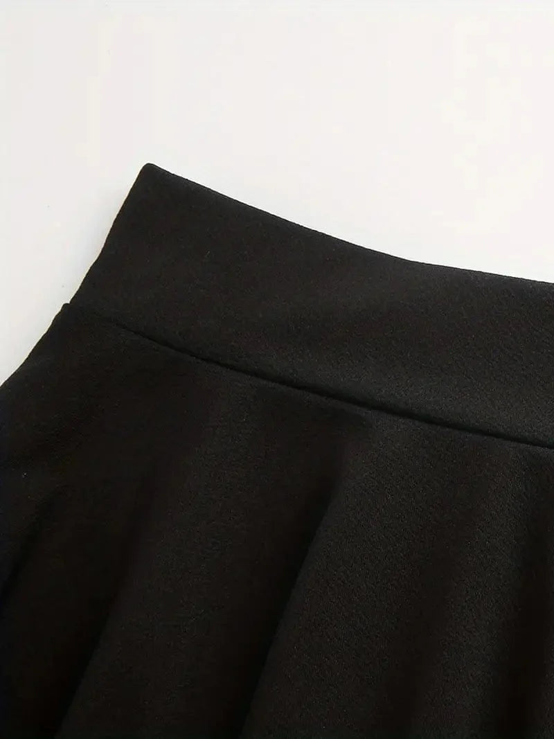 Chic Pleated Skater Skirt Mini Dress with High Waist - Image 8