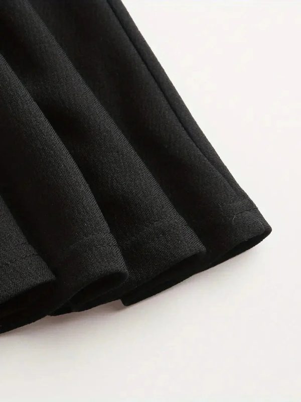 Chic Pleated Skater Skirt Mini Dress with High Waist - Image 9