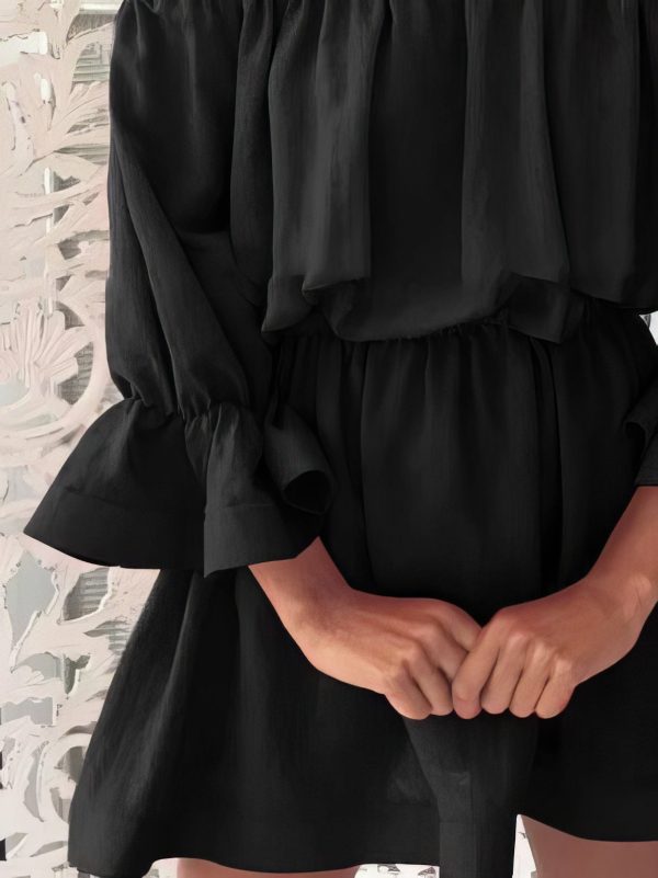 One shoulder Waisted Three-quarter Sleeve Dress - Image 6