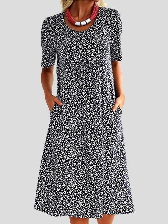 Round Neck Short Sleeve Floral Print Dress - Image 4