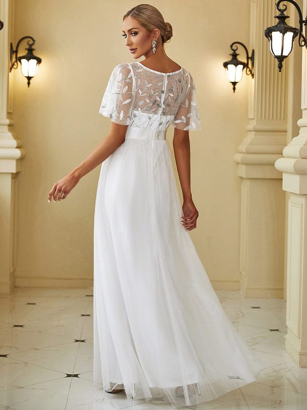 Shimmering Sequin Printed Cap Sleeve Evening Gown - Image 41