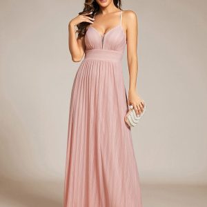 Shimmering Sleeveless Cross Back Evening Gown for Wholesale Buyers