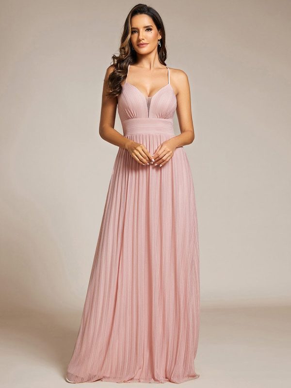 Shimmering Sleeveless Cross Back Evening Gown for Wholesale Buyers - Image 4