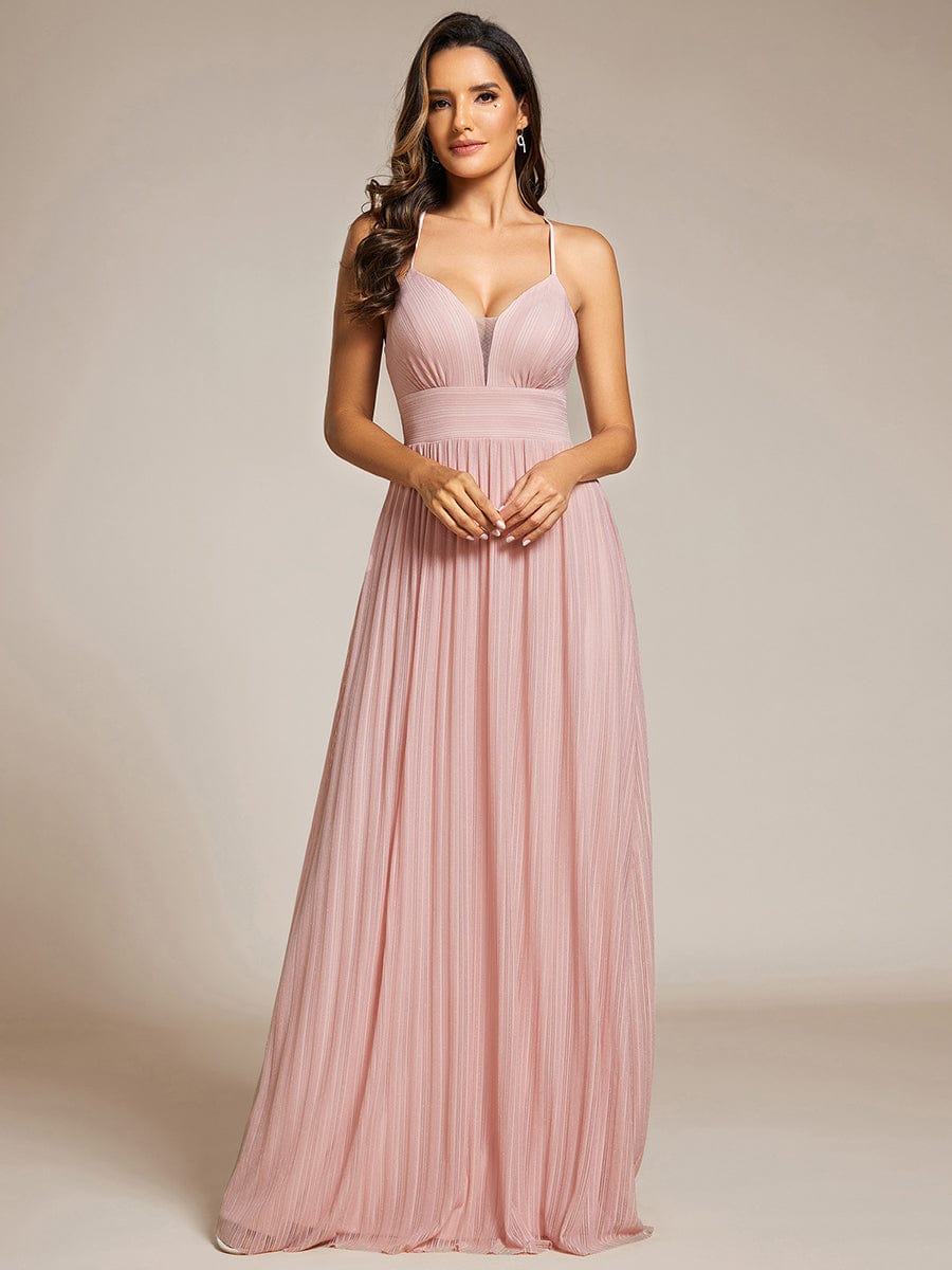 Shimmering Sleeveless Cross Back Evening Gown for Wholesale Buyers - Image 4