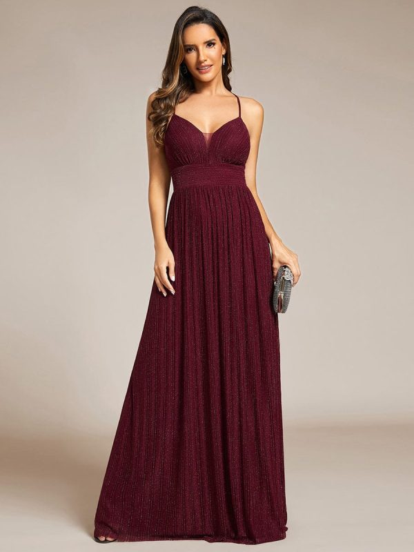 Shimmering Sleeveless Cross Back Evening Gown for Wholesale Buyers - Image 6
