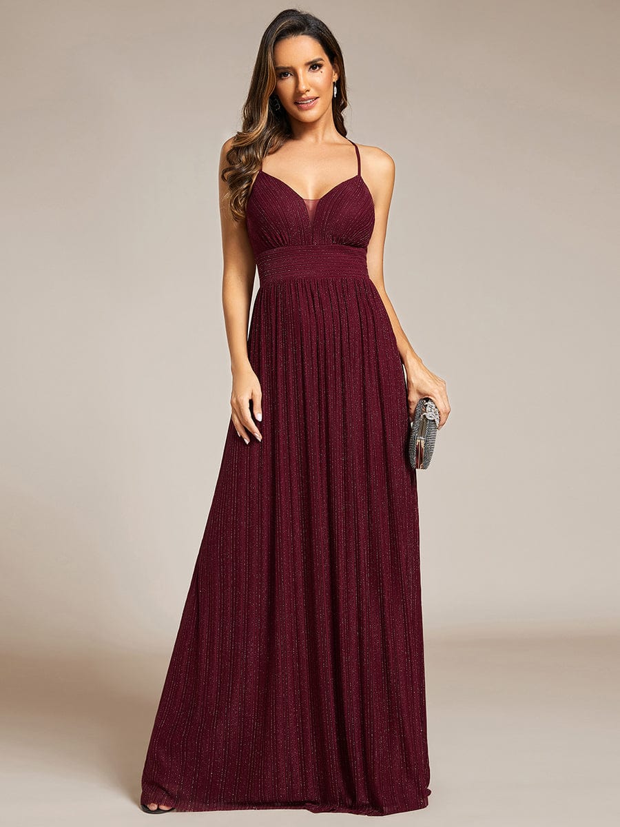 Shimmering Sleeveless Cross Back Evening Gown for Wholesale Buyers - Image 6