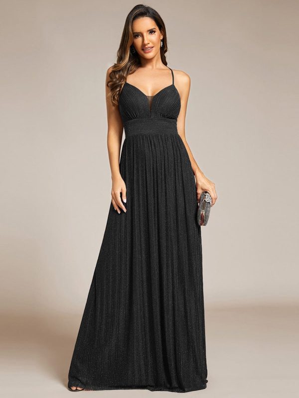 Shimmering Sleeveless Cross Back Evening Gown for Wholesale Buyers - Image 12