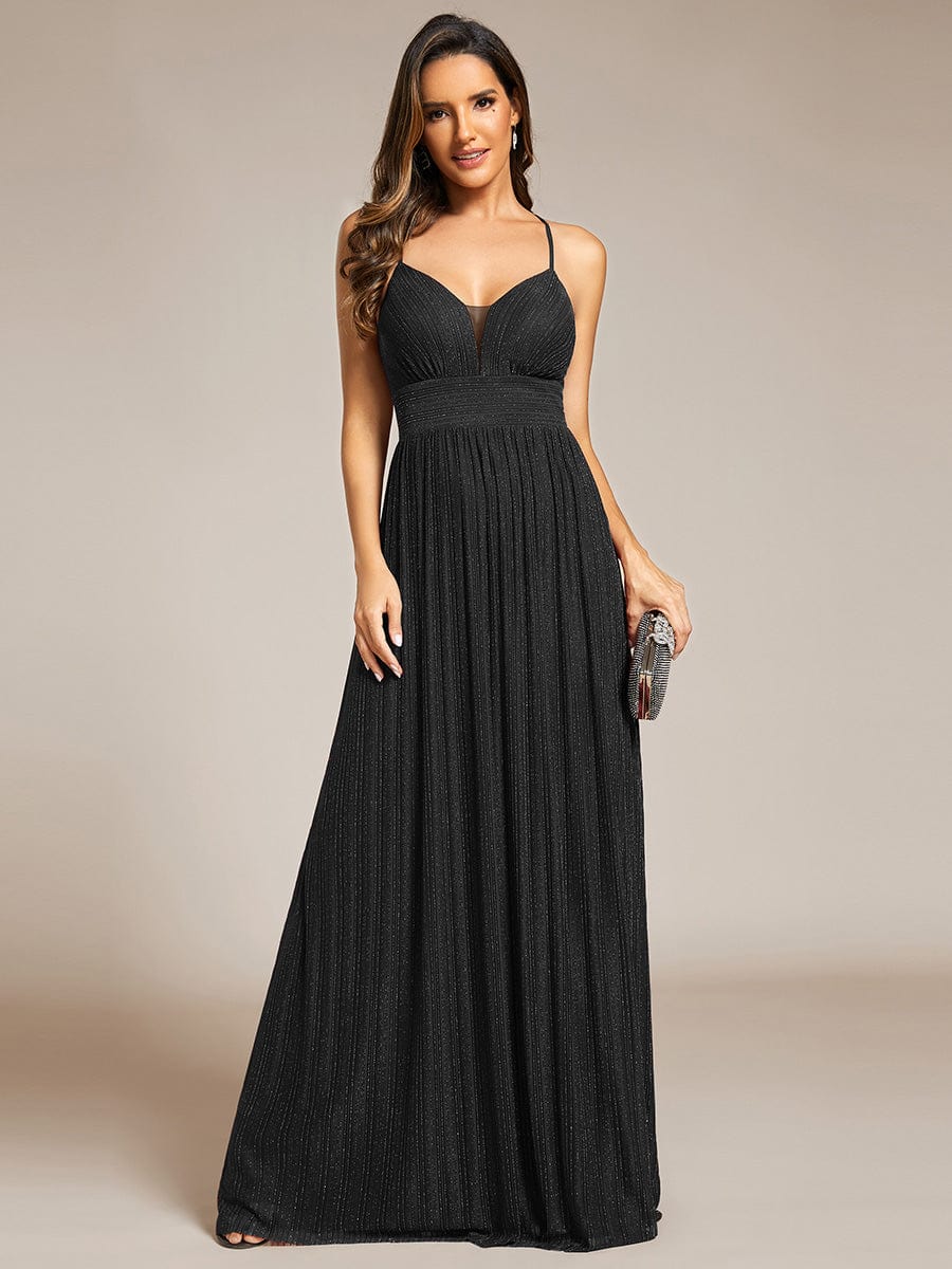 Shimmering Sleeveless Cross Back Evening Gown for Wholesale Buyers - Image 12