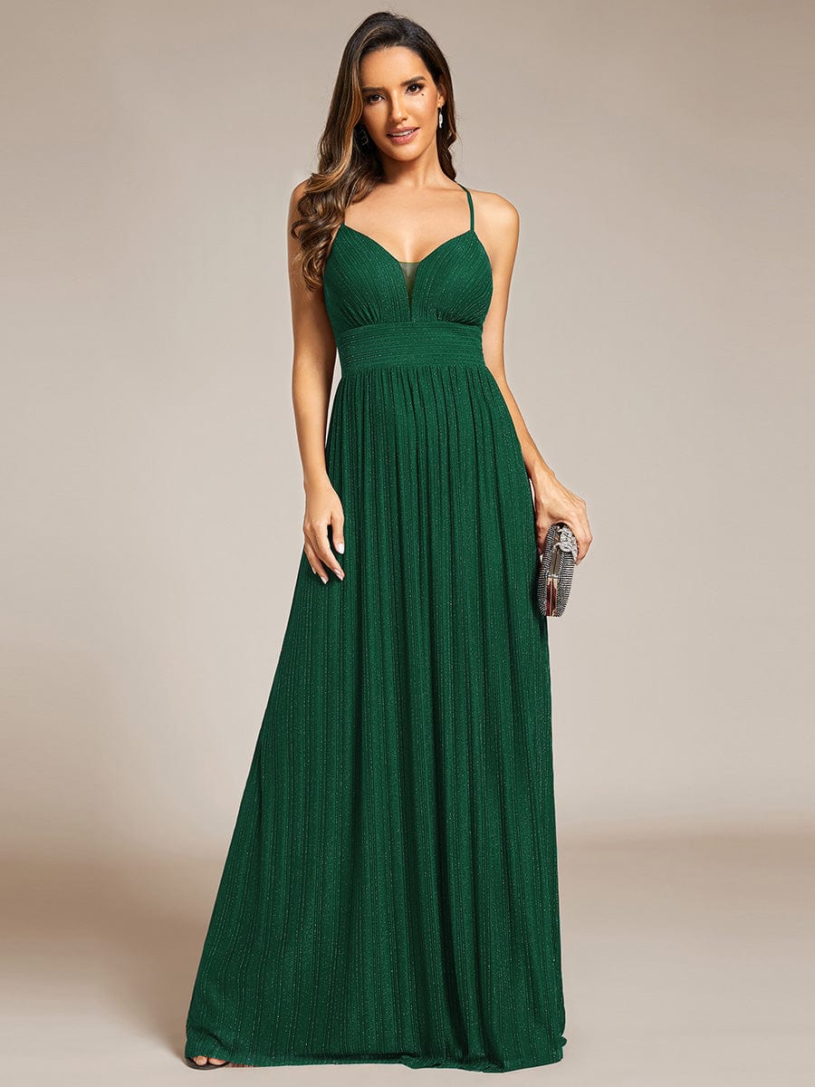 Shimmering Sleeveless Cross Back Evening Gown for Wholesale Buyers - Image 16
