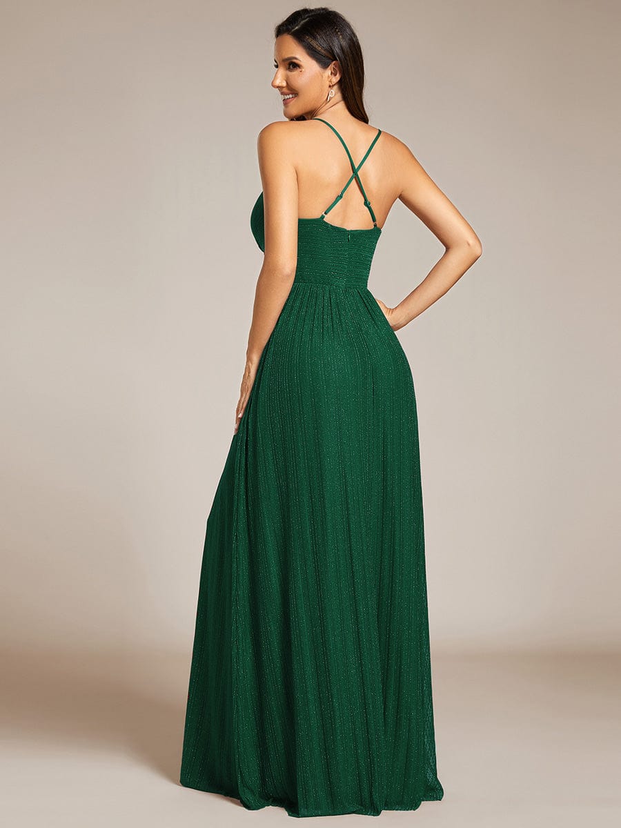 Shimmering Sleeveless Cross Back Evening Gown for Wholesale Buyers - Image 19