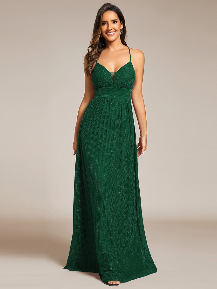 Shimmering Sleeveless Cross Back Evening Gown for Wholesale Buyers - Image 20