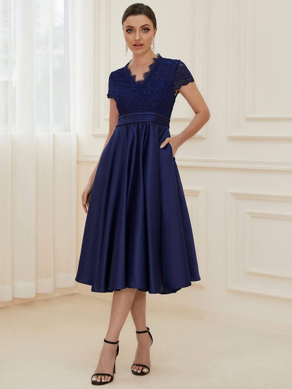 Short Sleeve Knee-Length Evening Dress for Women - Image 8