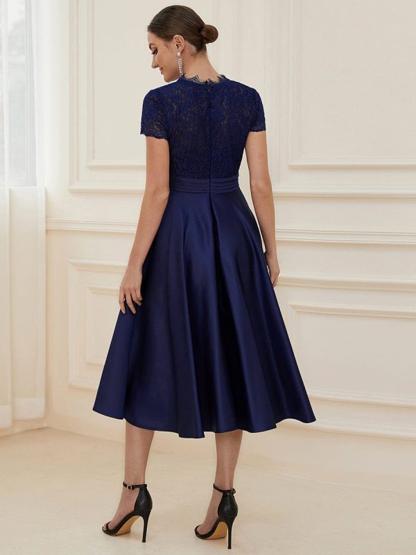 Short Sleeve Knee-Length Evening Dress for Women - Image 9