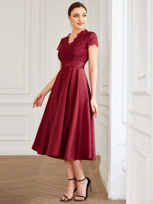 Short Sleeve Knee-Length Evening Dress for Women - Image 15