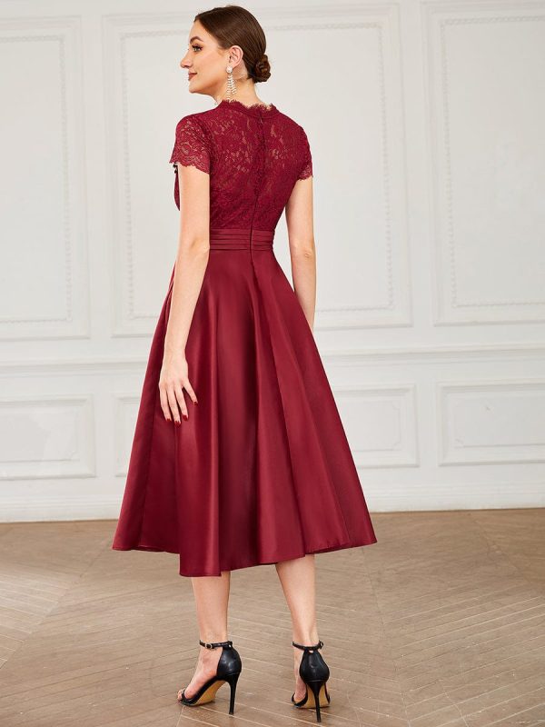Short Sleeve Knee-Length Evening Dress for Women - Image 14