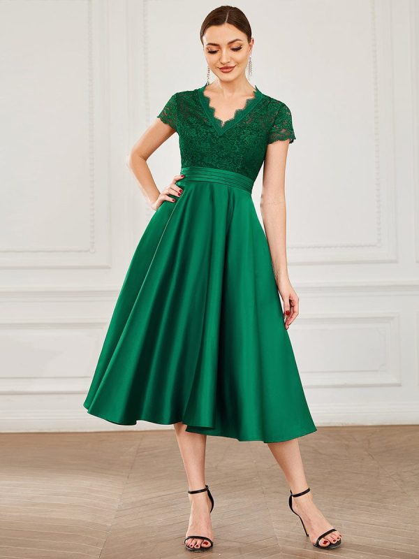 Short Sleeve Knee-Length Evening Dress for Women - Image 18