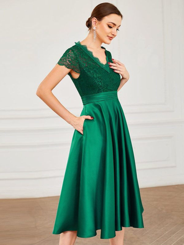 Short Sleeve Knee-Length Evening Dress for Women - Image 20