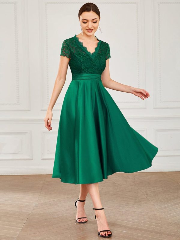 Short Sleeve Knee-Length Evening Dress for Women - Image 21