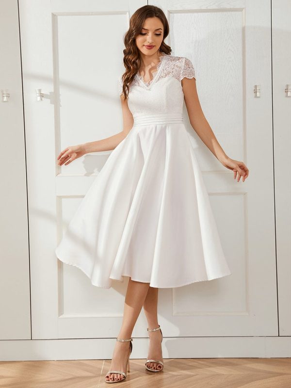 Short Sleeve Knee-Length Evening Dress for Women - Image 23
