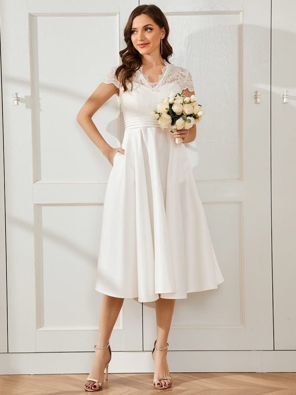Short Sleeve Knee-Length Evening Dress for Women - Image 25