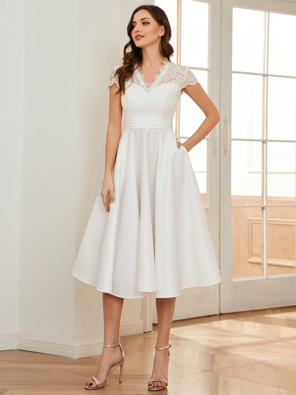Short Sleeve Knee-Length Evening Dress for Women - Image 26