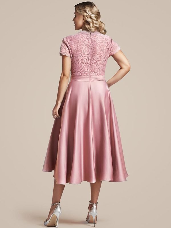 Short Sleeve Knee-Length Evening Dress for Women - Image 30