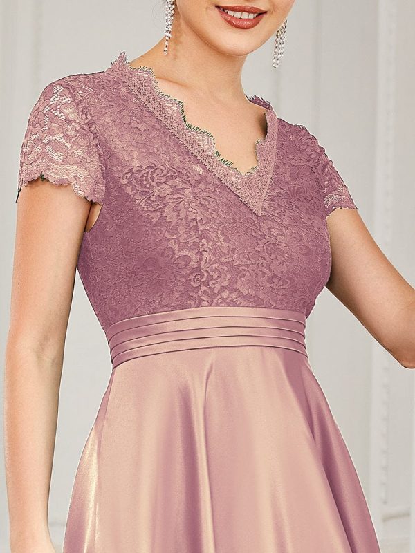 Short Sleeve Knee-Length Evening Dress for Women - Image 33