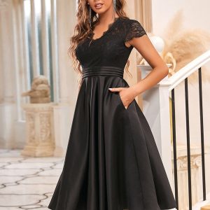 Short Sleeve Knee-Length Evening Dress for Women