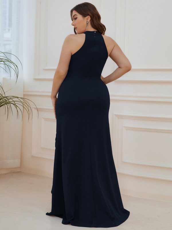 Sleeveless Halter Neck Pencil Evening Gowns - Image 7