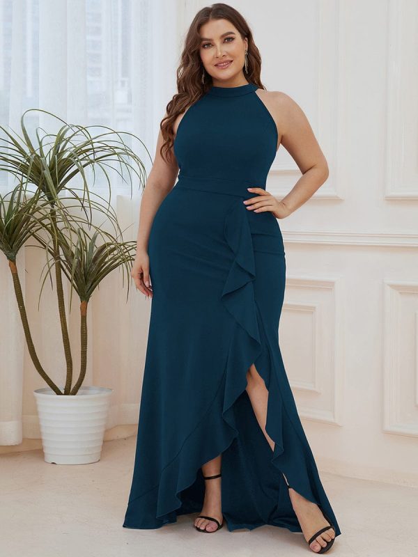 Sleeveless Halter Neck Pencil Evening Gowns - Image 22