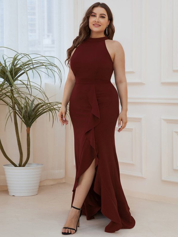 Sleeveless Halter Neck Pencil Evening Gowns - Image 11