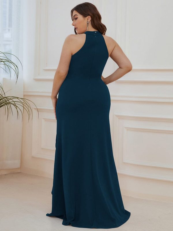Sleeveless Halter Neck Pencil Evening Gowns - Image 35