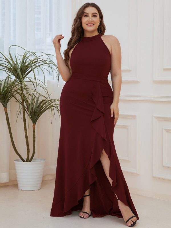 Sleeveless Halter Neck Pencil Evening Gowns - Image 13