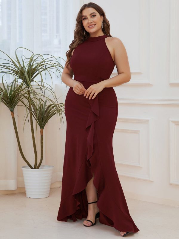 Sleeveless Halter Neck Pencil Evening Gowns - Image 14