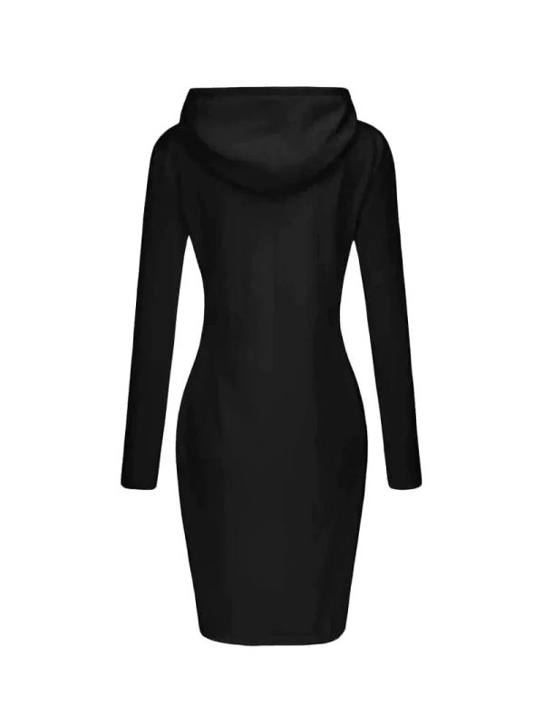 Solid Drawstring Long Sleeve Pocket Hooded Active Sports Mini Dress - Image 17