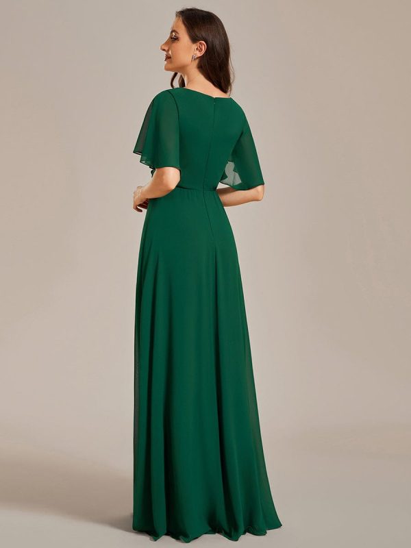 Sophisticated Lace Applique V-Neck Bridesmaid Gown - Image 11