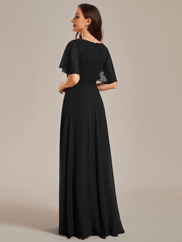 Sophisticated Lace Applique V-Neck Bridesmaid Gown - Image 15