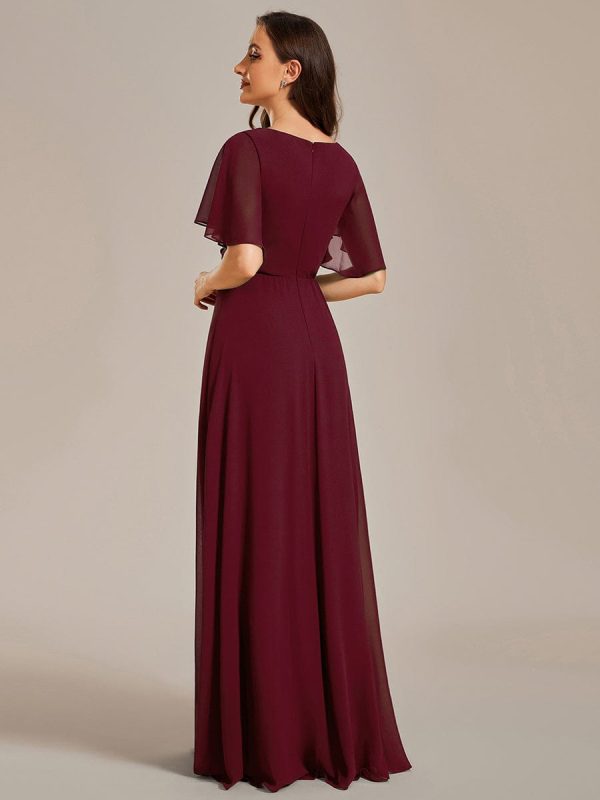 Sophisticated Lace Applique V-Neck Bridesmaid Gown - Image 23