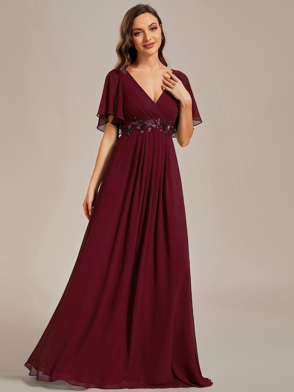 Sophisticated Lace Applique V-Neck Bridesmaid Gown - Image 25