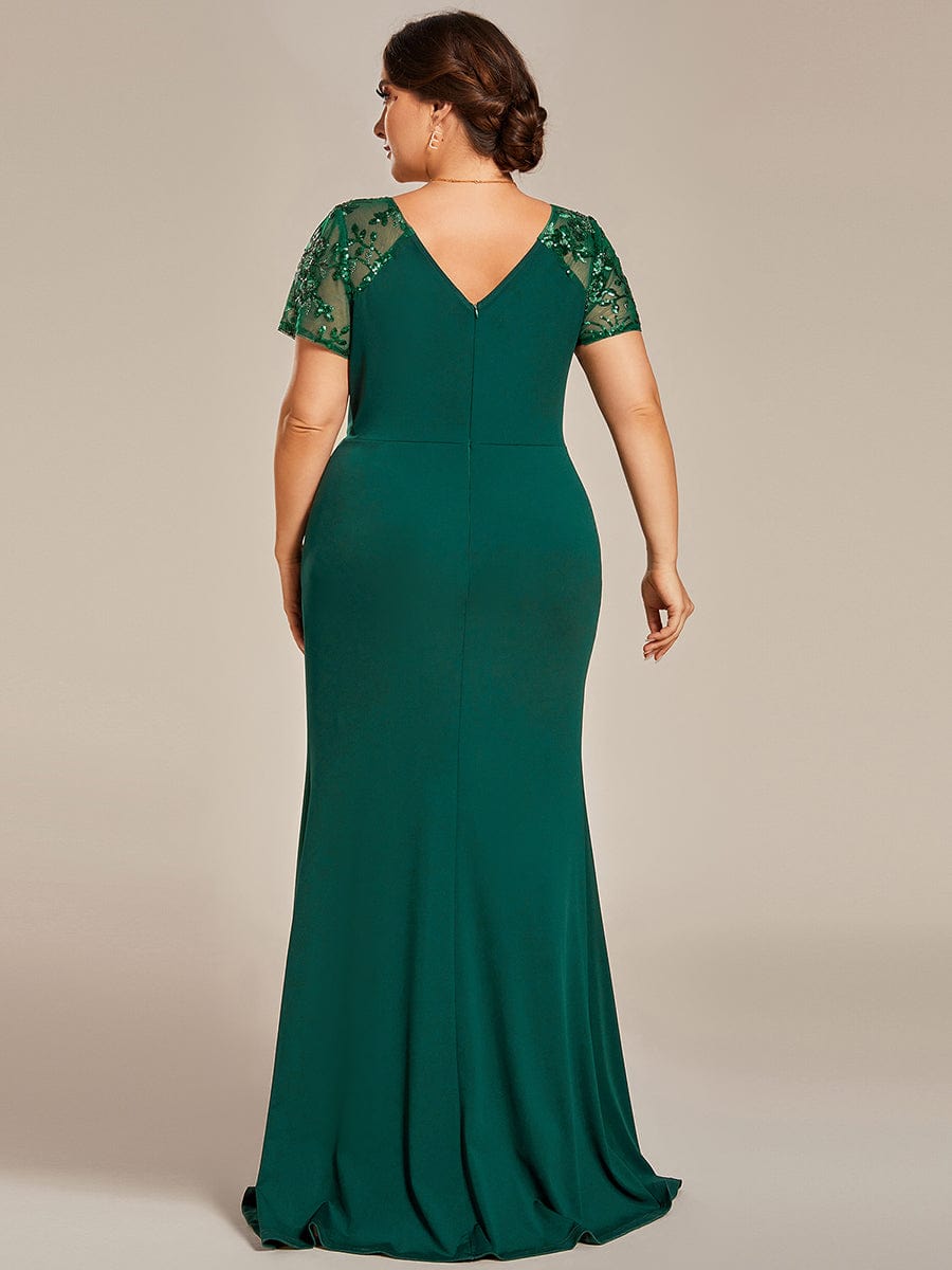 Sophistication Series: Deep-V Applique Detail Evening Gown - Image 22