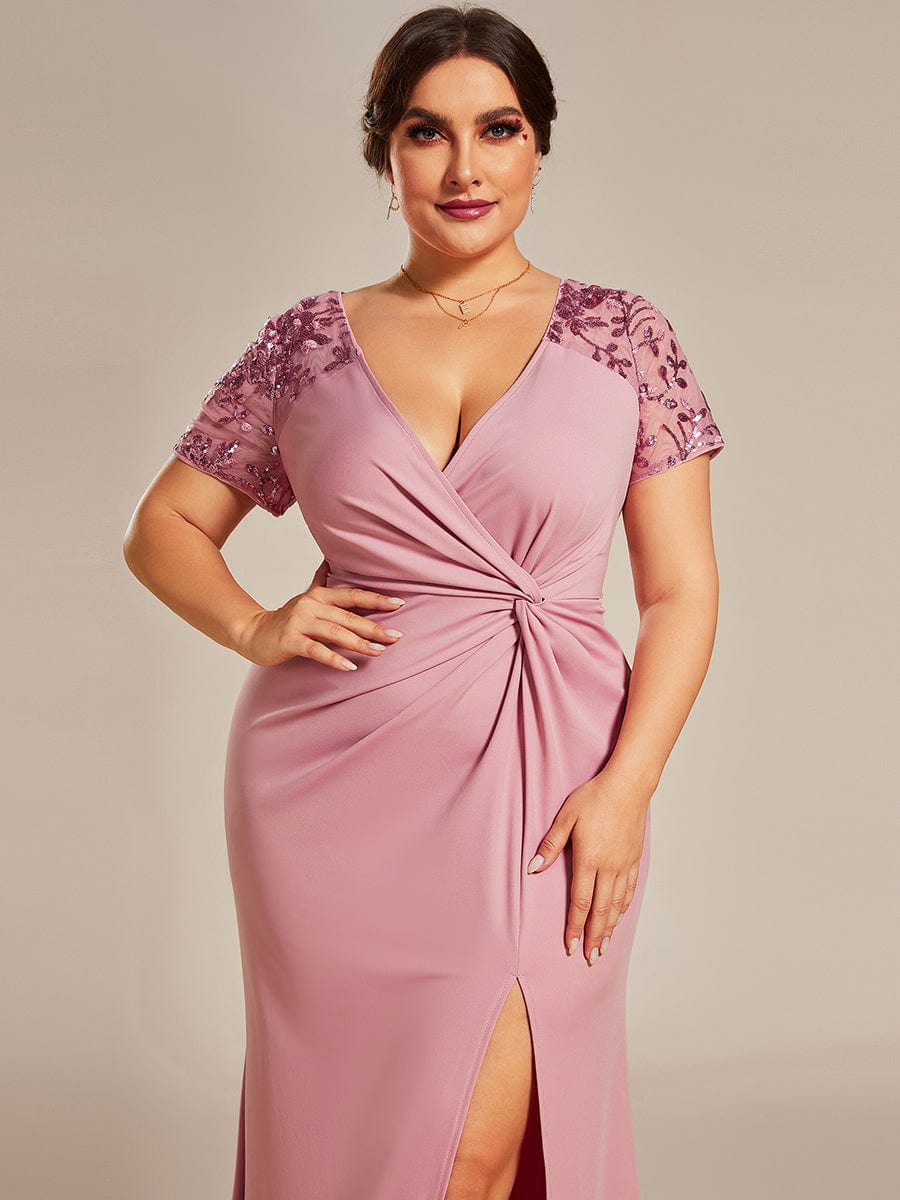 Sophistication Series: Deep-V Applique Detail Evening Gown - Image 20
