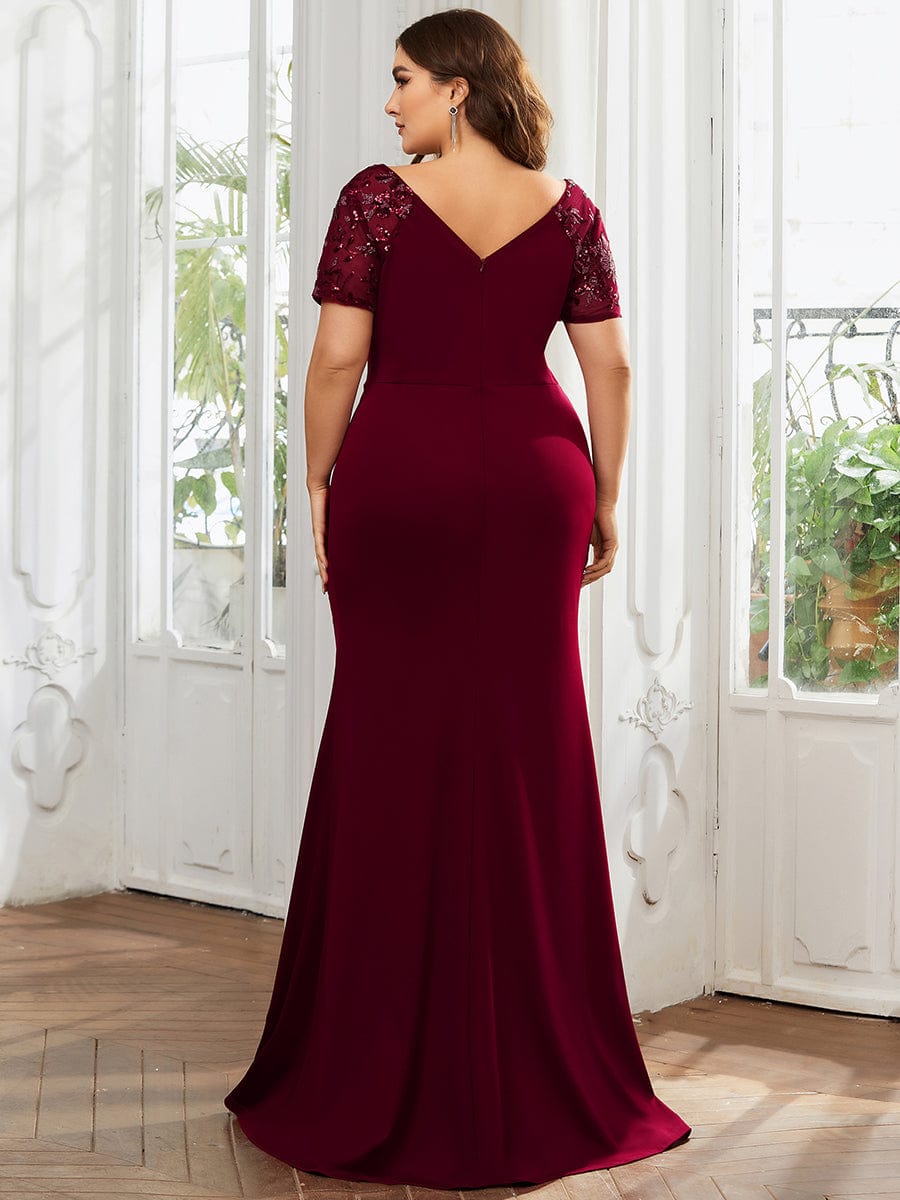 Sophistication Series: Deep-V Applique Detail Evening Gown - Image 2