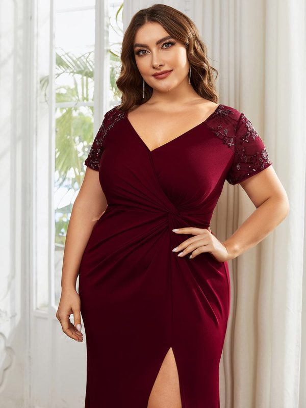 Sophistication Series: Deep-V Applique Detail Evening Gown - Image 5