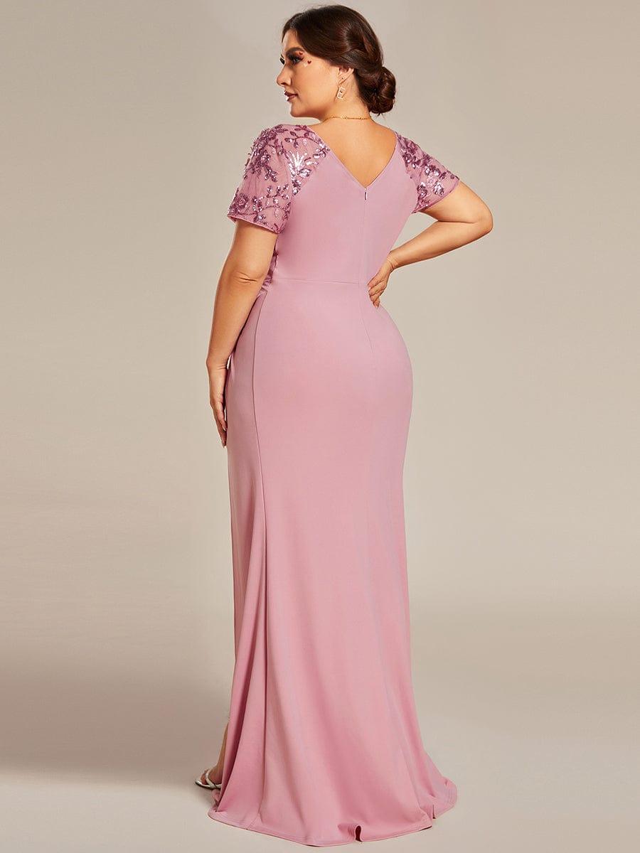 Sophistication Series: Deep-V Applique Detail Evening Gown - Image 17