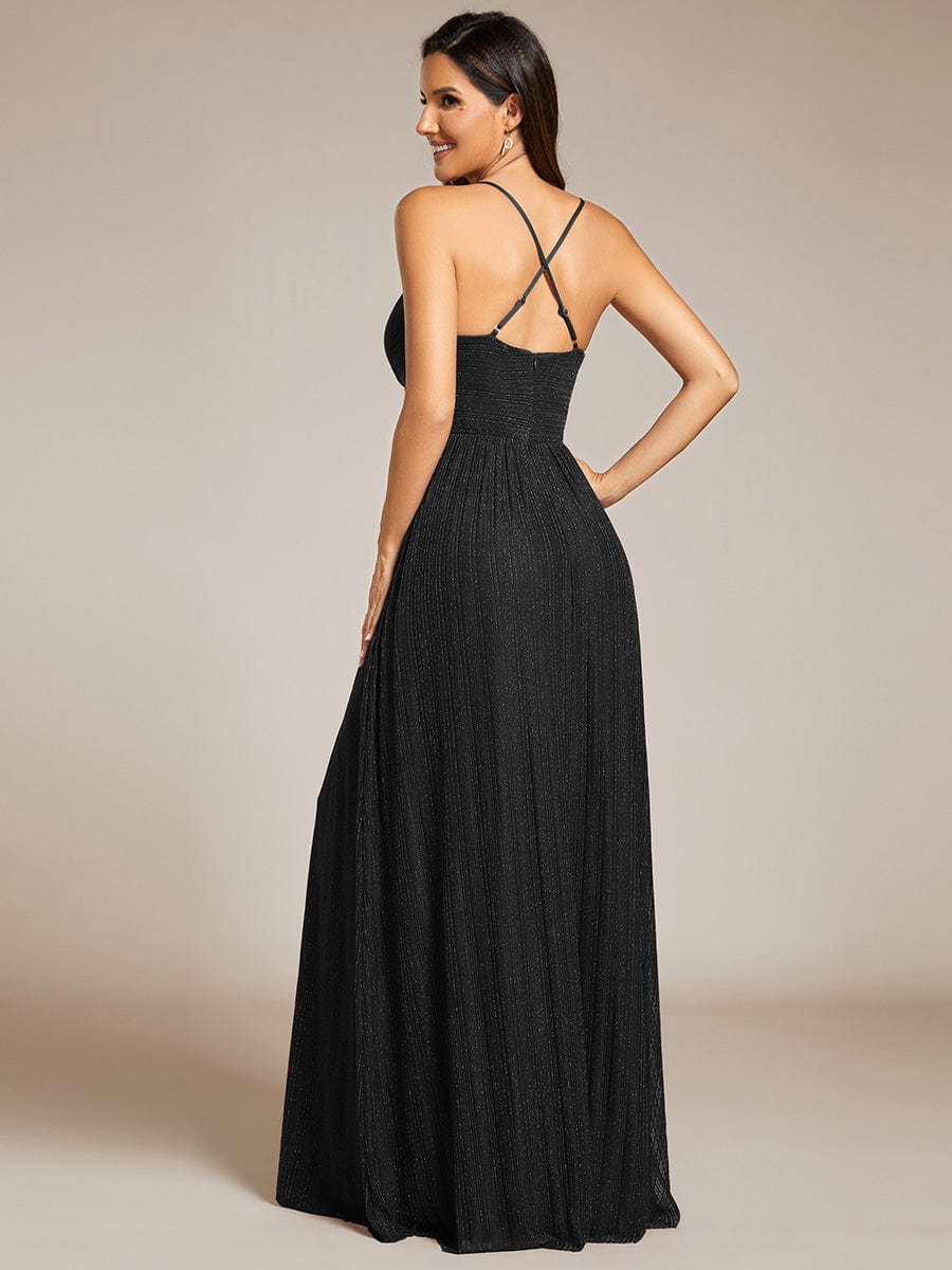 Shimmering Sleeveless Cross Back Evening Gown for Wholesale Buyers - Image 11