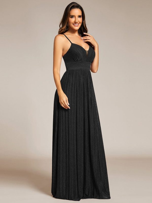 Shimmering Sleeveless Cross Back Evening Gown for Wholesale Buyers - Image 13