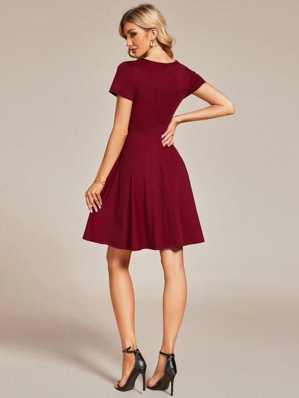 Sparkling Rhinestone Round Neck Mini Homecoming Cocktail Dress - Image 2