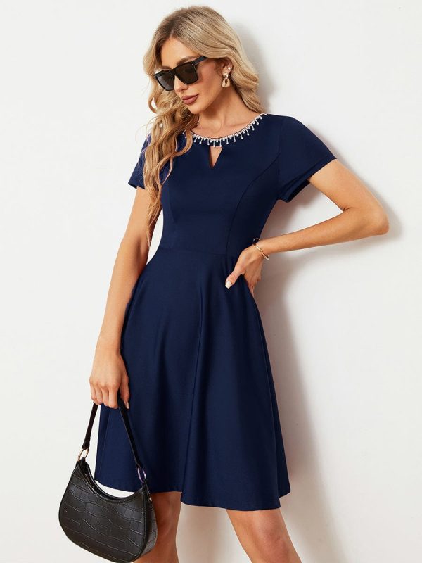 Sparkling Rhinestone Round Neck Mini Homecoming Cocktail Dress - Image 20